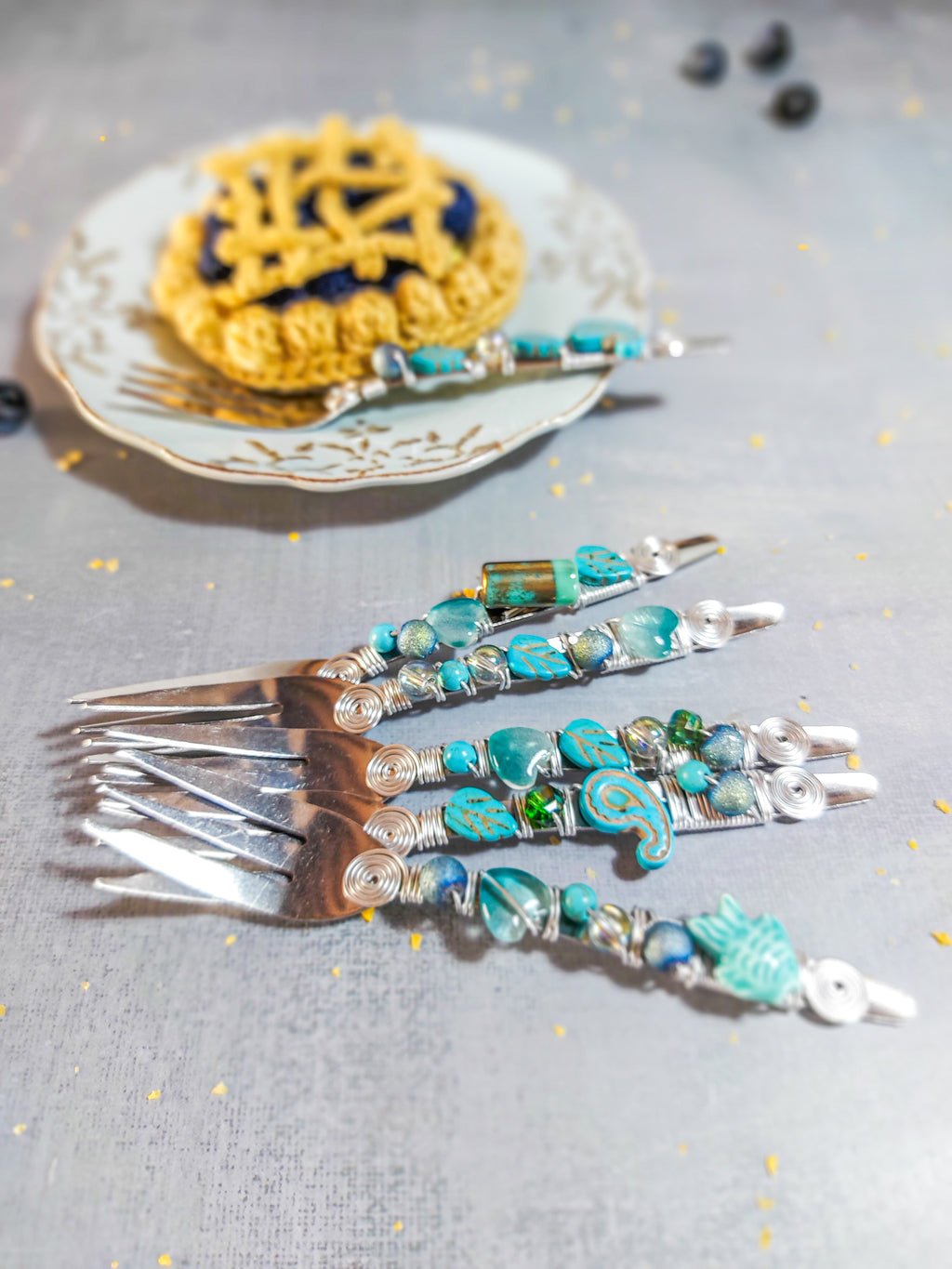 Beaded Pastry Forks to transform your dessert rituals into moments of charming delight with our handmade pastry forks