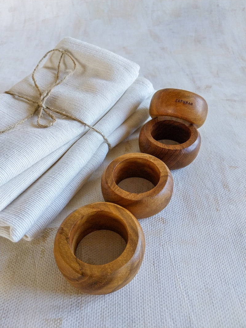 Wooden Napkin Rings - Set of 4, to Complement our Tablecloths and Napkins - Zapurah - Table Decor - www.zapurah.com
