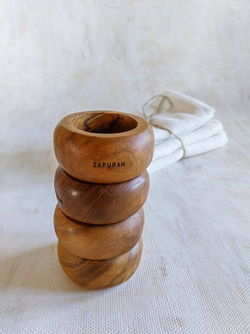 Wooden Napkin Rings - Set of 4, to Complement our Tablecloths and Napkins - Zapurah - Table Decor - www.zapurah.com