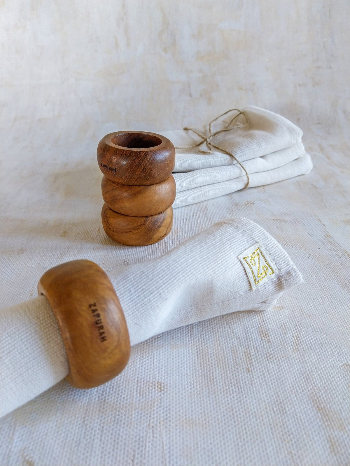 Wooden Napkin Rings - Set of 4, to Complement our Tablecloths and Napkins - Zapurah - Table Decor - www.zapurah.com