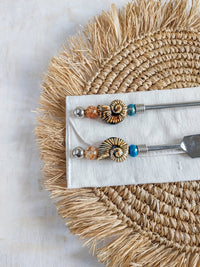 Carving Set with Brown Beads for cutting and serving meat, fish, or poultry - Zapurah - Home Decor - www.zapurah.com