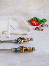 Carving Set with Brown Beads for cutting and serving meat, fish, or poultry - Zapurah - Home Decor - www.zapurah.com