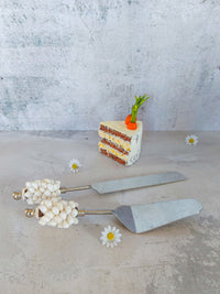 ATHIRAH - Luxurious Cake Knife and Server Set with White Shells - Set of 2 - Zapurah - Home Decor - www.zapurah.com