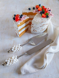ATHIRAH - Luxurious Cake Knife and Server Set with White Shells - Set of 2 - Zapurah - Home Decor - www.zapurah.com
