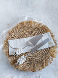 ATHIRAH - Luxurious Cake Knife and Server Set with White Shells - Set of 2 - Zapurah - Home Decor - www.zapurah.com