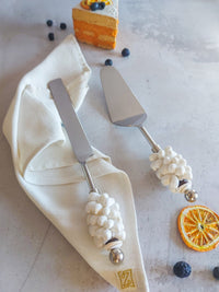ATHIRAH - Luxurious Cake Knife and Server Set with White Shells - Set of 2 - Zapurah - Home Decor - www.zapurah.com