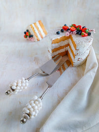ATHIRAH - Luxurious Cake Knife and Server Set with White Shells - Set of 2 - Zapurah - Home Decor - www.zapurah.com