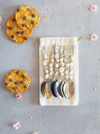 Tea Spoons Beaded with Cream Beads - Set of 6 - for Coffee, Jam, Honey, Dips or Sugar - Zapurah - Lifestyle - www.zapurah.com