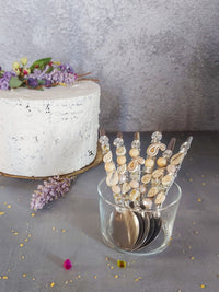 Tea Spoons Beaded with Cream Beads - Set of 6 - for Coffee, Jam, Honey, Dips or Sugar - Zapurah - Lifestyle - www.zapurah.com