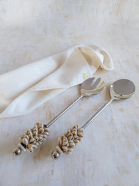 Salad Utensils with Cowrie Shells on the Handles - Set of 2 - Zapurah - Home Decor - www.zapurah.com