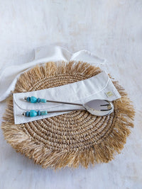 Salad Serving Spoons with Turquoise Beads on the Handles - Set of 2 - Zapurah - Home Decor - www.zapurah.com