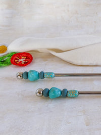 Salad Serving Spoons with Turquoise Beads on the Handles - Set of 2 - Zapurah - Home Decor - www.zapurah.com