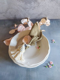 Rustic Shell Napkin Rings, Set of 4, with Wooden Ring, Cone Shell and Cotton Tassel - Zapurah - Lifestyle - www.zapurah.com