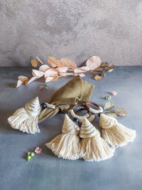 Rustic Shell Napkin Rings, Set of 4, with Wooden Ring, Cone Shell and Cotton Tassel - Zapurah - Lifestyle - www.zapurah.com