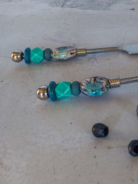CHARIVA - Luxe Cake Serving Set with Sea Green Beads - Set of 2 - Cake Serving Set - Zapurah - Home Decor - www.zapurah.com - www.zapurah.com