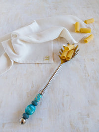 Spaghetti Spoon with Turquoise Beads for Pasta or Spaghetti - Zapurah - Home Decor - www.zapurah.com