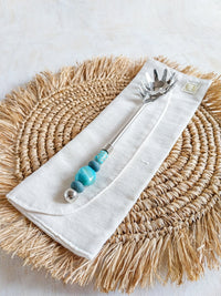 Spaghetti Spoon with Turquoise Beads for Pasta or Spaghetti - Zapurah - Home Decor - www.zapurah.com