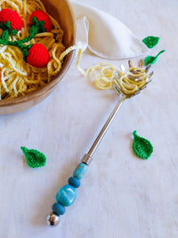 Spaghetti Spoon with Turquoise Beads for Pasta or Spaghetti - Zapurah - Home Decor - www.zapurah.com