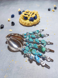 MELLAN - Beaded Dessert Spoons with Turquoise Beads - Set of 6 - www.zapurah.com