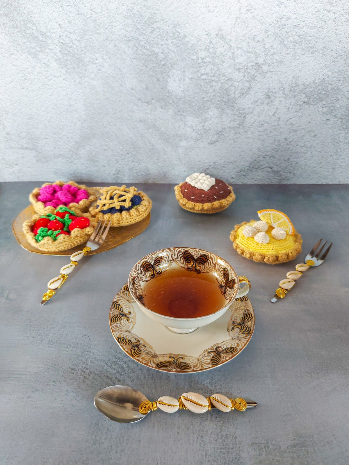 MYRA - Coffee Spoons Beaded with Cowrie Shells - Set of 6 - www.zapurah.com