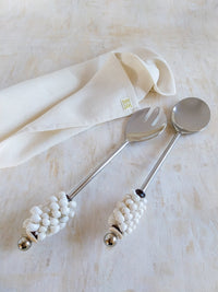 Salad Fork and Spoon with Little White Shells on the Handles - Set of 2 - Zapurah - Home Decor - www.zapurah.com