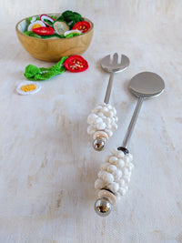 Salad Fork and Spoon with Little White Shells on the Handles - Set of 2 - Zapurah - Home Decor - www.zapurah.com
