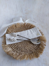 Salad Fork and Spoon with Little White Shells on the Handles - Set of 2 - Zapurah - Home Decor - www.zapurah.com