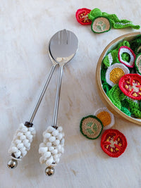 Salad Fork and Spoon with Little White Shells on the Handles - Set of 2 - Zapurah - Home Decor - www.zapurah.com