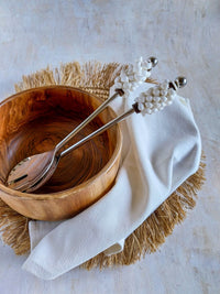 Salad Fork and Spoon with Little White Shells on the Handles - Set of 2 - Zapurah - Home Decor - www.zapurah.com