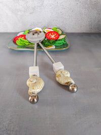 Details of Salad Serving Spoons with Cream Color Beads on the Handles - Set of 2 - Zapurah - Home Decor - www.zapurah.com