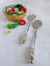 Salad Serving Spoons with Cream Color Beads on the Handles with Salad - Set of 2 - Zapurah - Home Decor - www.zapurah.com