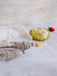 DUNIYA - Deluxe Cake Server and Knife with Dotted Cone Shells - Set of 2 - Zapurah - Home Decor - www.zapurah.com