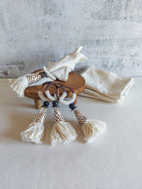 Wooden Napkin Rings with Dotted Shells, Wooden Rings and Cotton Tassels - Set of 4 - Zapurah - Table Decor - www.zapurah.com