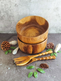 Wooden Salad Serving Spoons and Fork Crafted from Natural Balinese Wood - Zapurah - Home Decor - www.zapurah.com