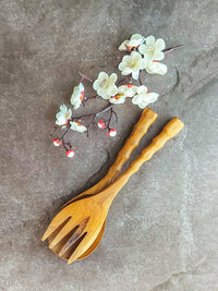 Wooden Salad Serving Spoons and Fork Crafted from Natural Balinese Wood - Zapurah - Home Decor - www.zapurah.com