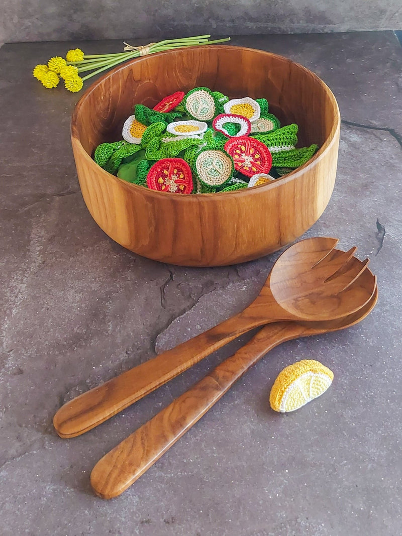 Wooden Salad Server Set to Scoop and Toss Salads, Pastas, Rice, and other Dishes -  Zapurah - Table Decor - www.zapurah.com