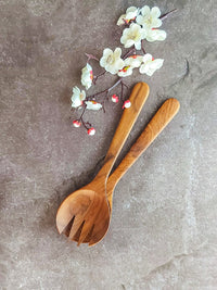Wooden Salad Server Set to Scoop and Toss Salads, Pastas, Rice, and other Dishes -  Zapurah - Table Decor - www.zapurah.com