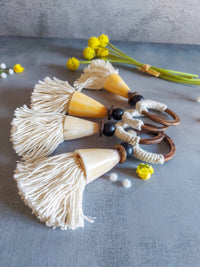 Cotton Tassel and Shell Napkin Rings with Wooden Ring - Set of 4, - Zapurah - Lifestyle - www.zapurah.com