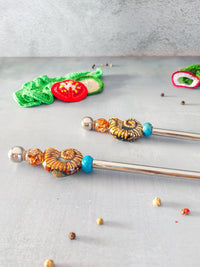 Details of a Salad Server Set made with Brown Beads - Set of 2 - Zapurah - Home Decor - www.zapurah.com