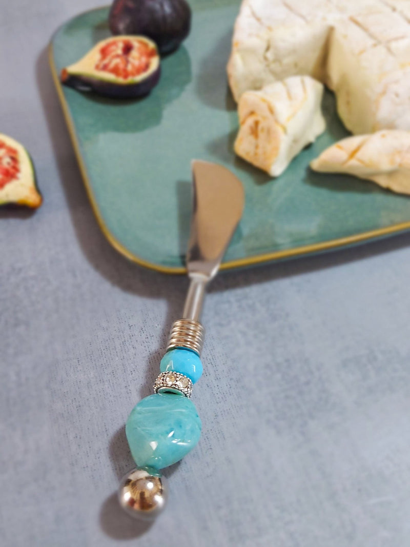 Soft Cheese Spreader Knife with Turquoise Beads for Spreading Butter, Cheese or Dips - Zapurah - Homedecor - www.zapurah.com