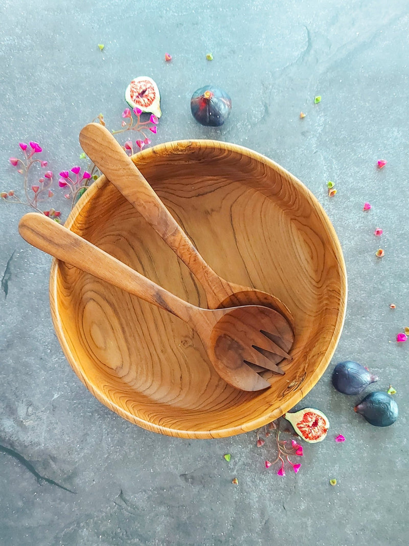 Wooden Salad Serving Bowl for Fruits, Salads, Dips, Sauces and Desserts - 28x9cm - Zapurah - Table Decor - www.zapurah.com