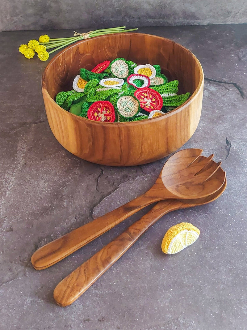 Wooden Salad Serving Bowl for Fruits, Salads, Dips, Sauces and Desserts - 28x9cm - Zapurah - Table Decor - www.zapurah.com
