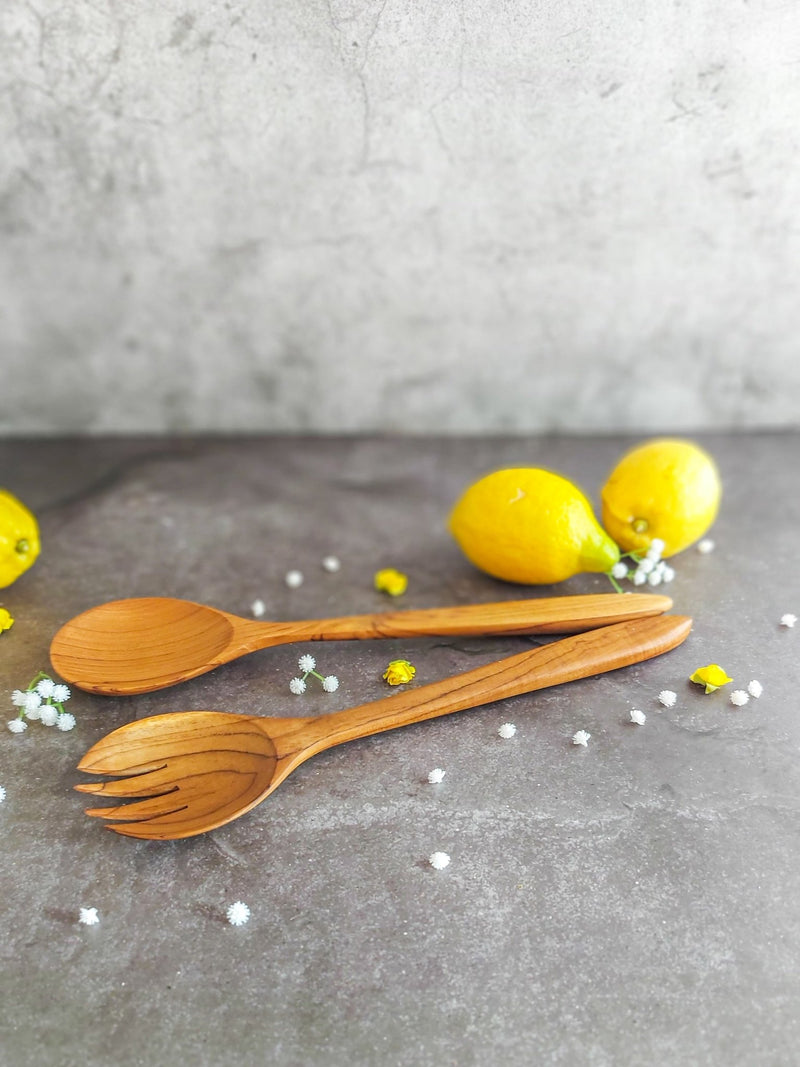 Wooden Salad Spoon and Fork Set of 2, Perfect for Serving Salads, Pastas, and More - Zapurah - Lifestyle - www.zapurah.com