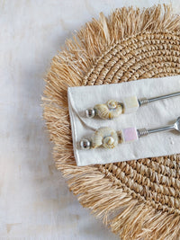 Carving Set Deluxe Cream White Beads for cutting and serving meat, fish, or poultry- Zapurah - Home Decor - www.zapurah.com