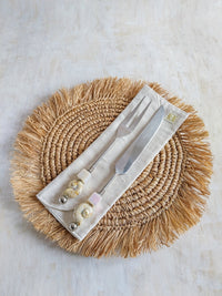 Carving Set Deluxe Cream White Beads for cutting and serving meat, fish, or poultry- Zapurah - Home Decor - www.zapurah.com