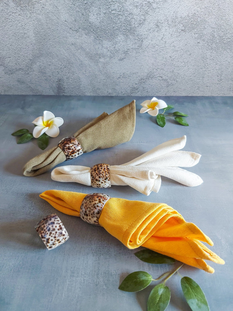 Seashell Napkin Rings from Carved Shells with Dotted Motif - Set of 4, - Zapurah - Lifestyle - www.zapurah.com