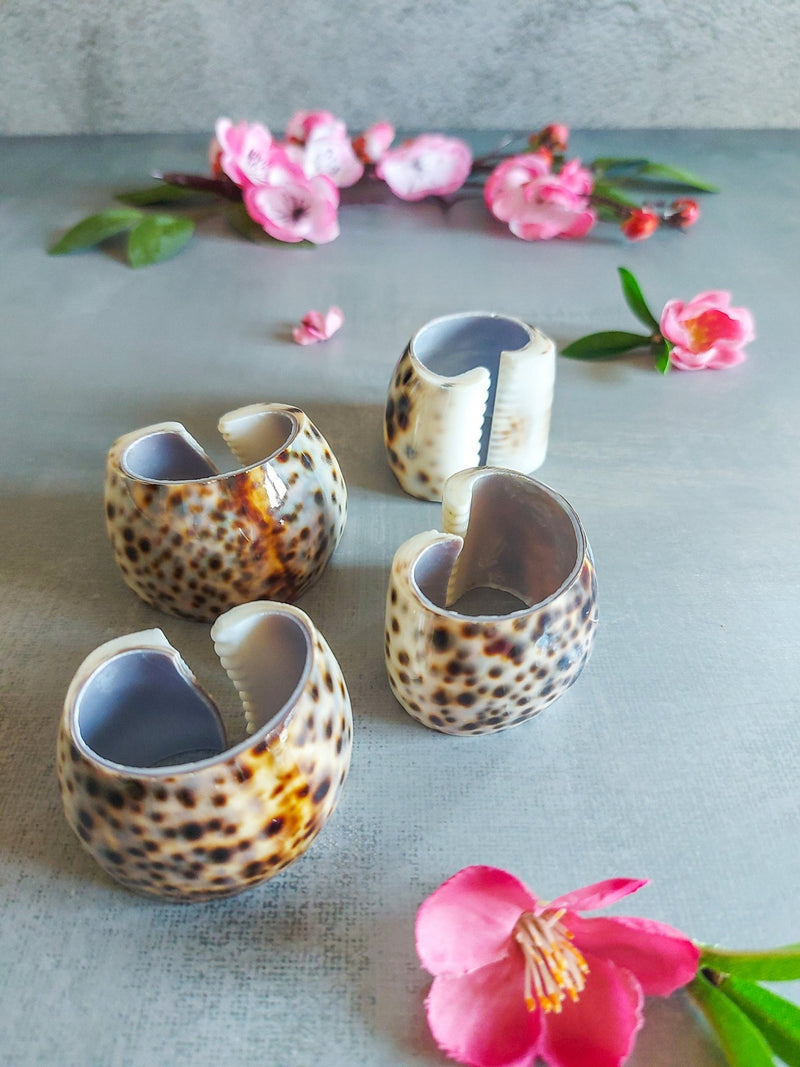 Seashell Napkin Rings from Carved Shells with Dotted Motif - Set of 4, - Zapurah - Lifestyle - www.zapurah.com