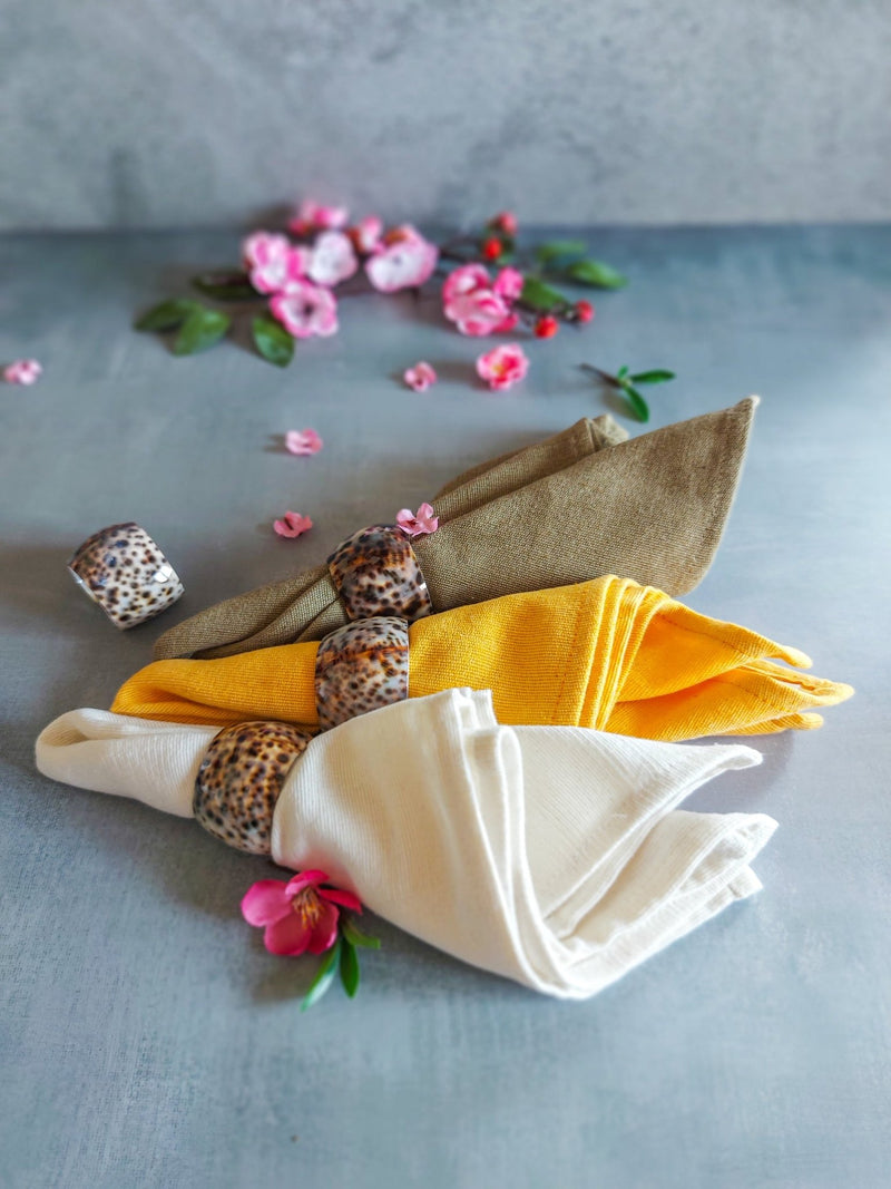 Seashell Napkin Rings from Carved Shells with Dotted Motif - Set of 4, - Zapurah - Lifestyle - www.zapurah.com