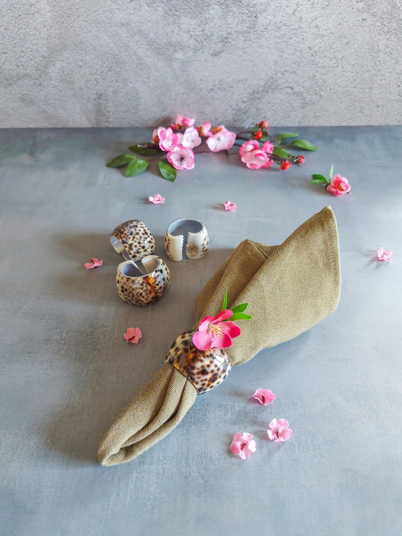 Seashell Napkin Rings from Carved Shells with Dotted Motif - Set of 4, - Zapurah - Lifestyle - www.zapurah.com