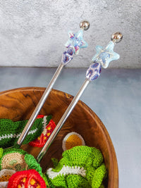 Salad Serving Utensils with Blue Porcelain Beads to serve your Salads - Set of 2 - Zapurah Home Decor - www.zapurah.com